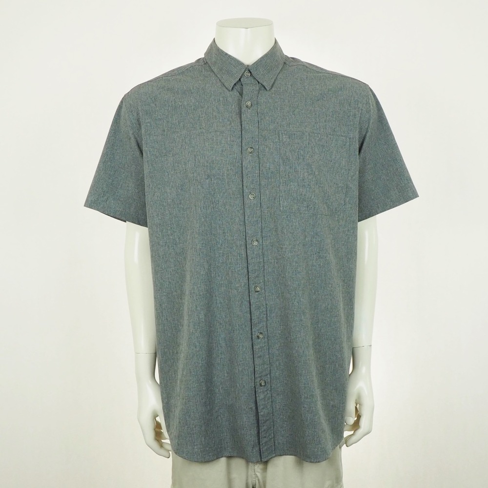 New Eddie Bauer Button Down Shirt Mens TXL XLT Heather Gray Trail Hiking Tech
